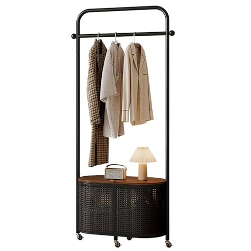 ZENSTYW Perchero Burro De Metal,Burro Ropa Con Ruedas,Con Estante De Almacenamiento,Montaje Fácil,50 Kg De Carga Máxima Total,Almacenamiento De Ropa(Black,70cm/27.6in)