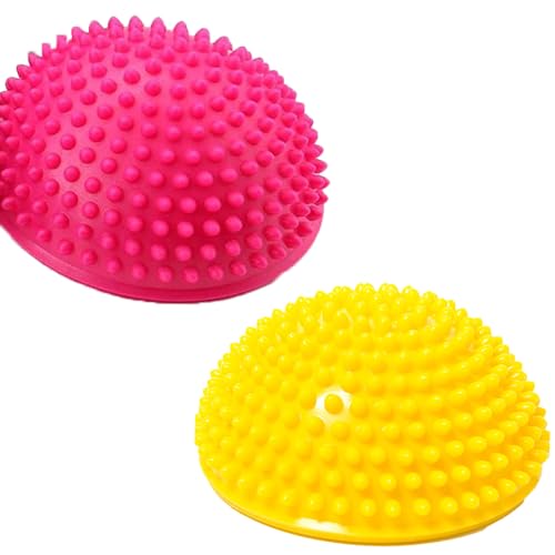Qiwenr 2 Palla di Riccio, Palla da Massaggio Chiodata, Palla da Massaggio Hedgehog Ball per e Adulti per Promuovere la Coordinazione e L'equilibrio Nell'allenamento Fisico (Rosa+Giallo)