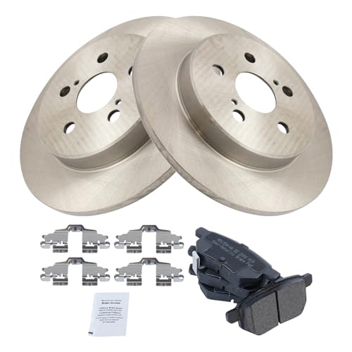 Image of TRQ Rear Brake Pad & Rotor Kit Brake Pads Brake Rotor Semi-Metallic Compatible with 2019-2020 Toyota Corolla
