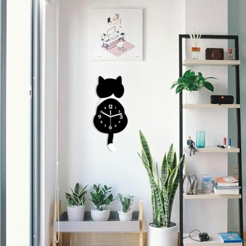 Reloj de pared de gato reloj decorativo de pendulo DIY moderno 5