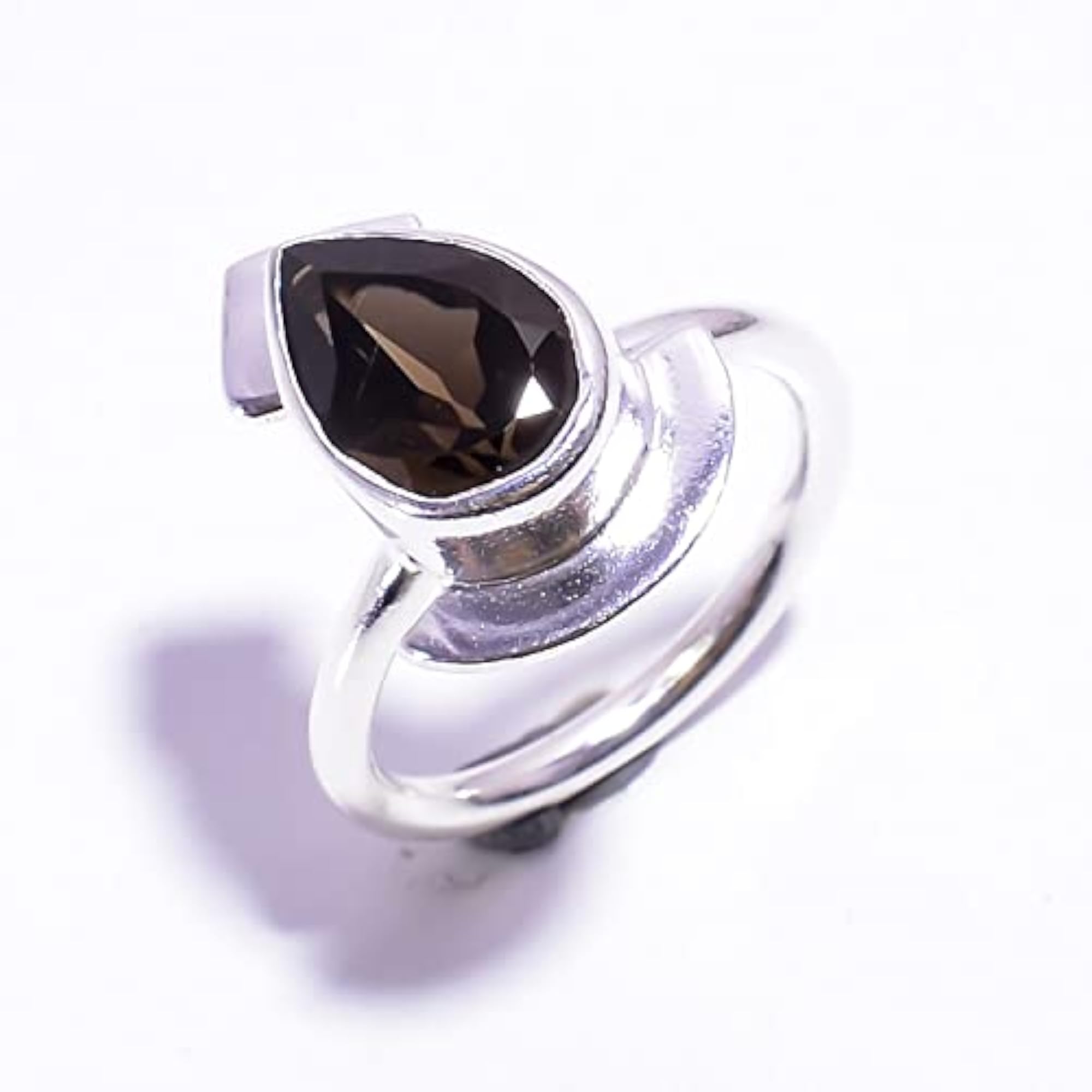 Children's Smoky Quartz Pear Shape 925 Sterling Silver Ring