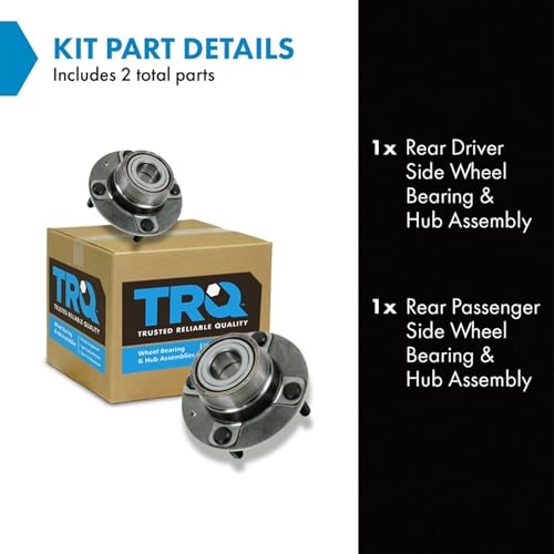 Image of TRQ Rear Wheel Bearing and Hub Assembly Set 2 Piece Compatible with 2001-2006 Hyundai Elantra 2005-2009 Kia Spectra Spectra5 Without ABS Models
