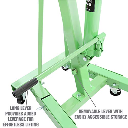 Oemtools 24830 2 Ton Folding Shop Crane, Engine Hoist, 2 Ton Engine Hoist, 2 Ton Engine Crane, Crane Pick Up, Engine Lifting Chain, Mobile Floor Crane #TOP1