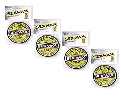 Image of Sex Wax Mr. Zoggs AIR FRESHENER 3 inch Logo Green 4-Pack Pineapple