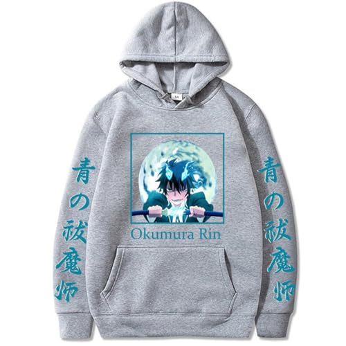 kakazoomm store Unisex Anime Exorcist Sudadera con Capucha Cosplay Disfraz de Okumura Rin Sudadera de Manga Larga Casual Pullover con Bolsillo Canguro