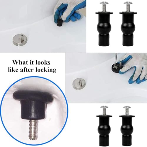 Image of MHS Hydraulic Soft Closing Toilet Seat Cover Fixing Screws | Universal Top Mount Hinges Screws & Blind Hole Nuts | SS 304 Brass Rubber Anti-Rust Fittings (2 Pair, EPDM Rubber Fitting Regular)