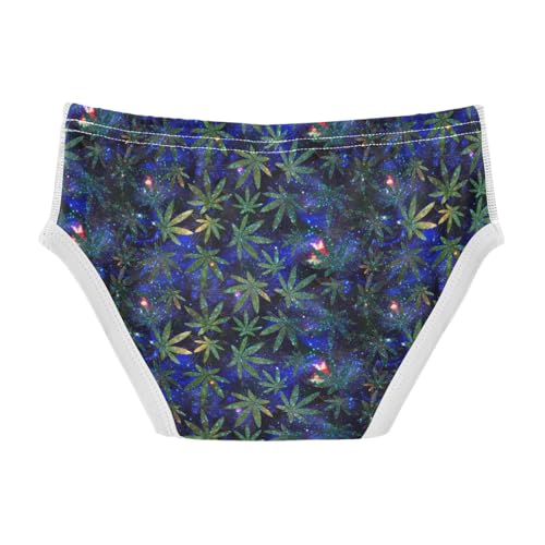 Boys' Exclusive Briefs Toddler Underwear 95% Combed Cotton Boxerbriefs 2T Dark Blue and Green Leaf 222