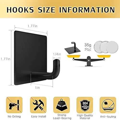 Image of Self Adhesive Wall Hooks - Heavy Duty 10 Pcs Wall Hanger Hook Without Drilling - Nail Free Wall Hooks for Hanging Sticky Hooks for Wall Heavy Items (Style 5)