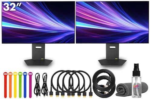 Image of LG Ultragear 32GX870A-B 32 inch Dual-Mode Gaming Monitor Bundle (2-Pack) | 4K UHD (3840x2160) 240Hz / FHD 480Hz, OLED Display, 0.03ms, G-SYNC, FreeSync Premium Pro, HDMI & DisplayPort + Cable Ties + More
