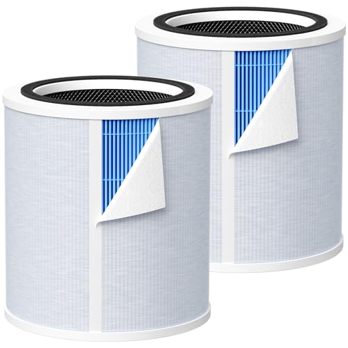 Image of Core 400S-P Smoke Replacement Filter for LEVOIT Core 400S-P Smart Air Purifi-er, 3-IN-1 HEPA Air Filter and Activated Carbon Filter, LRF-C401S-P-WUS, 2 Pack, Blue