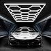 FERUERW Hexagon Garage Lights with Rectangle Frame, High Brightness 672W 86400LM 6500K, 14 Hex Grid for Garage, Shop, Basement, Car Detailing Shop etc. with Mounting Clip