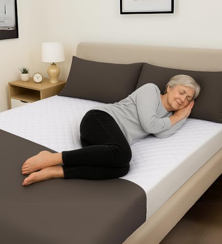 Waterproof Incontinence Bed Sheet for Adults & Kids Premium Shields & Guards Mattress protector Reusable Bed Pad with Tucks, Bed Wetting Mat Maximum Absorbency (Super King)