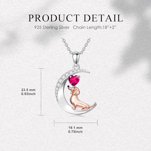 Image of PROESS Animal Birthstone Necklace 925 Sterling Silver Otter /Axolotl /Hippo /Elephant /Dachshund /Monkey /Red Panda Pendant Necklace Animal Birthstone Jewelry Gifts for Women