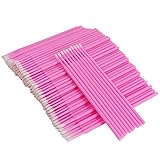 Mikro Applikator Bürsten,200 Stück Einweg Microbürsten Kopf biegbare ultrafeine Wimpernverlängerungen Mikro-Bürsten,für Wimpernverlängerung Entferner Makeup Dental (Pink)