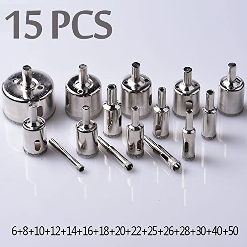Juego de 15 brocas diamantadas para cerámica 6-50mm miniatura 3