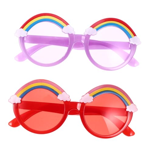 PartyKindom 2 Pairs Decorative Round Frame Sunglasses for Boys and Girls Stylish Outdoor Children Shades Fashionable Eyewear Charming Cartoon Design Lightweight and Comfortable for Boys and Girls