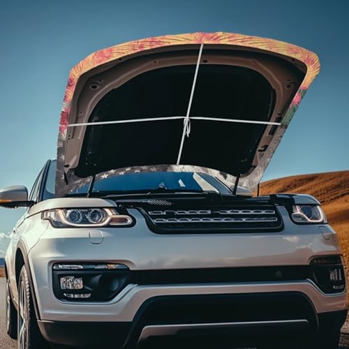 Image of Car Hood Cover All Weather Protection Automotive Exterior Accessories Universal Fit Hood Covers for Cars, Trucks, SUV, or Van Full Coverage with Elastic Band, USA and Mexico