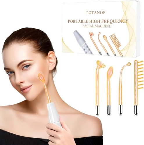 High Frequency Portable Handheld Facial Wand, Facial Machine with 4 Different Tubes, Skin Therapy Wand Skin Care Kit for Skin and Scalp Tools Home Use, Energy Adjustable