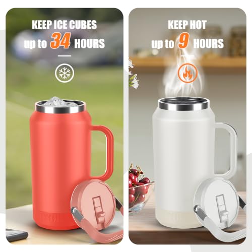 Image of 64oz Half Gallon Insulated Water Jug with Flip Straw & Silicone-Grip Handle - Leak-Proof, Sweat-Free, BPA-Free, Iced for 34 Hours, Wide Mouth, Dishwasher Safe, Anti-Slip Base