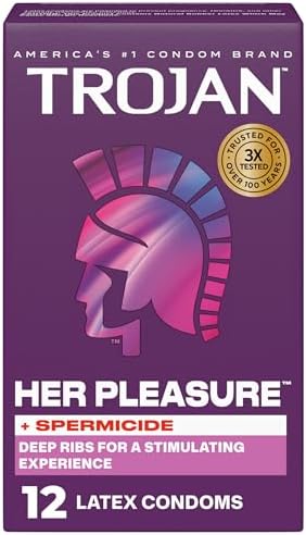 Trojan Her Pleasure Sensations Spermicidal Condoms, 12 Count