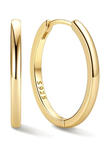 Image of ChicSilver 925 Sterling Silver Huggie Hoop Earrings Small Hoop Earrings for Women Hypoallergenic Silver Huggie Earring Cartilage Earrings for Women (6 /8 /10 /12 /14 /16 /18 /20MM)
