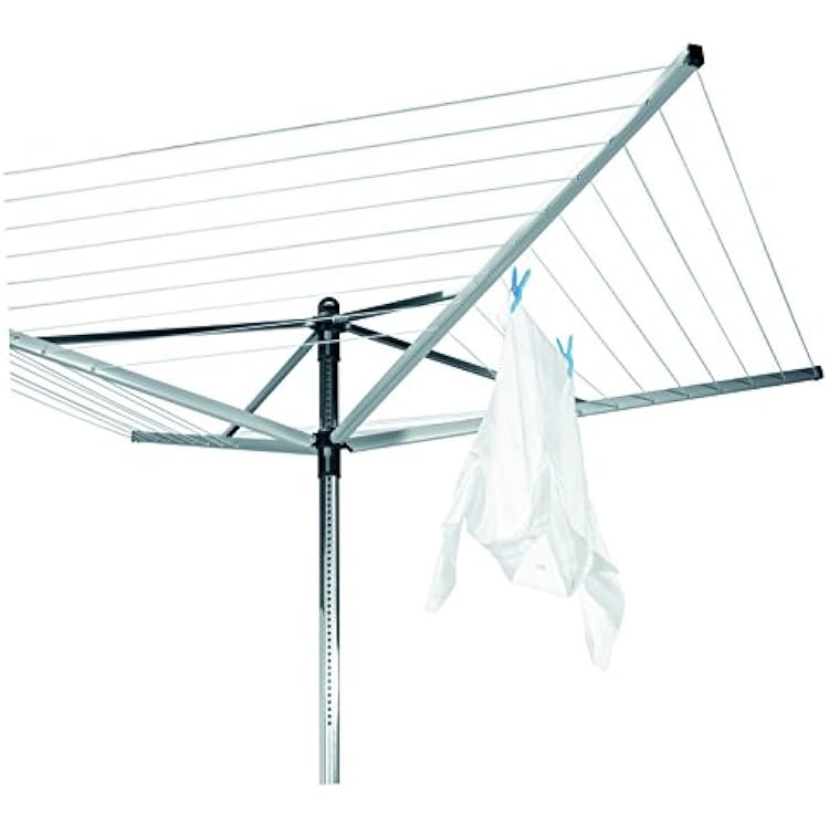 Brabantia Lift-o-Matic Large Rotary Airer Clothesline with Metal Soil Spear, 197 Feet, Silver