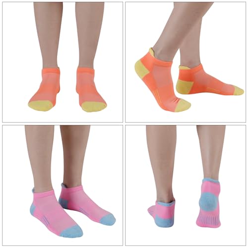JOYNÉE Womens Ankle Athletic Low Cut Tab Socks Cushioned Running Sports 6 Pack2