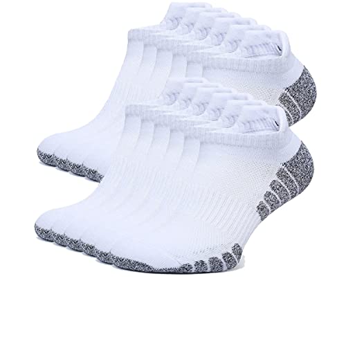 Mens Socks, 12 Pairs Anti-Blister Cushioned Breathable Running Cotton Socks, Athletic Ankle Sports Socks Low Cut Athletic Sport Socks