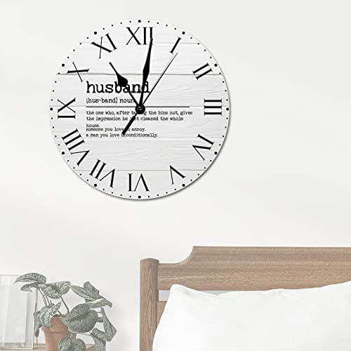 Husband-Definition-PVC-Wall-Clock-Primitive-Sayings-Numeral-Clocks-with-Roman-Numerals-Typography-Art-Print-12in-Battery-Operated-Round-Wall-Clock-Decor-for-Kitchen-Home-Office-Bedroom-Living-Room Husband Definition PVC Wall Clock Primitive Sayings Numeral Clocks with Roman Numerals Typography Art Print 12in Battery Operated Round Wall Clock Decor for Kitchen Home Office Bedroom Living Room