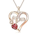 Joyería de plata de ley con piedra natal de mamá, colgante de corazón de amor, madres para mujeres, mamá, tía, abuela, día, cumpleaños