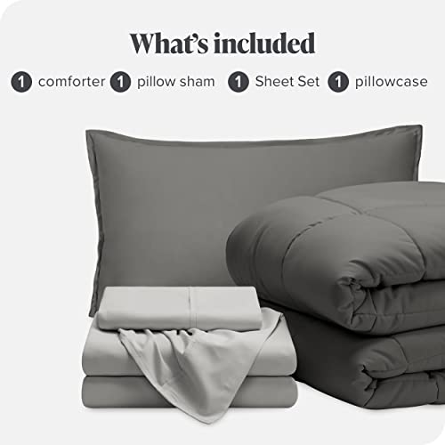 Bare Home Bed-In-A-Bag 5 Piece Comforter & Sheet Set - Twin Xl - Goose Down Alternative - Ultra-Soft 1800 Premium Bedding Set (Twin Xl, Grey/Light Grey) #TOP6