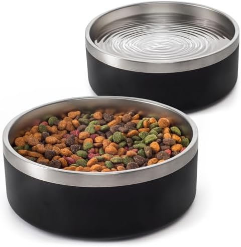 Kit 2 Comedouros Cachorro Pet Aço Inox 946ml MADOG Preto