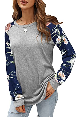 Image of Aifer Womens Long Sleeve Shirts Crew Neck Pullover Sweatshirt Pattern Raglan Casual Tunic Tops