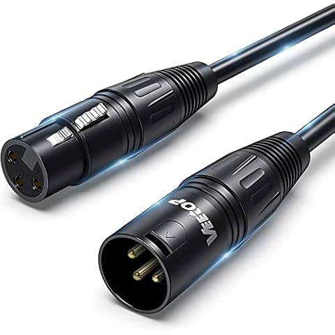 Veetop 0.5m XLR to XLR Cable, 3 Pin Male to Female Balance Audio XLR Microphone Cable Microphone Extension Cable for PA System,Studio Recorder,Amplifier, Audio Mixer,Speakers System, Audio Recording Cover