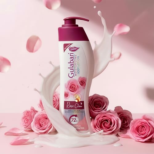 Image of Dabur Gulabari Moisturizing Body Lotion - 400 ml | For Men & Women | Dry Skin Care | With 100% Organic Rose Oil & Shea Butter | Dermatologically Tested | Paraben Free | 72 Hour Moisturisation