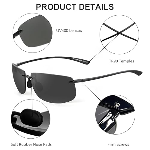 Image of JIM HALO Sport Sunglasses Men Womens TR90 Rimless for Driving Running Golf | Polarized /Non polarized,Lightweight,17g /0.6oz,Rectangle,Wrap Around,Cycling,Fishing,Outdoor Activities