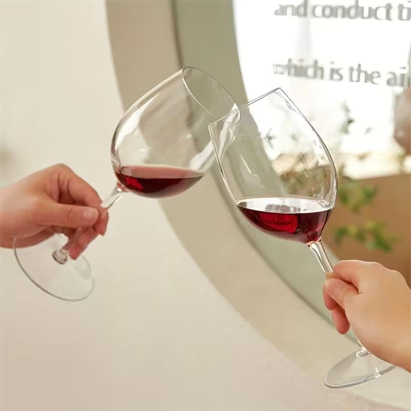 Image of PrimeWorld Wine Glass Set of 2-300ml | Clear Crystal Glass Red & White Wine Glasses | Elegant Stemmed Glassware for Home, Parties, Dining & Restaurants
