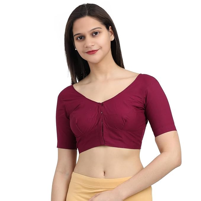 gaiyera Women's Stitched Readymade 2by2 Plain Saree Wear Cotton Blouse, Regular Wear Blouse Cotton-picture-45