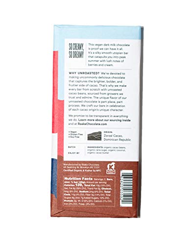 Raaka Chocolate Coconut Milk 60% Cacao Dark Chocolate | Gourmet Dark Chocolate Gift| Organic, Vegan, Dairy Free, Fair Trade, Soy Free, Non Gmo, Gluten Free, Kosher | 1.8Oz Bars, 6-Pack #TOP2
