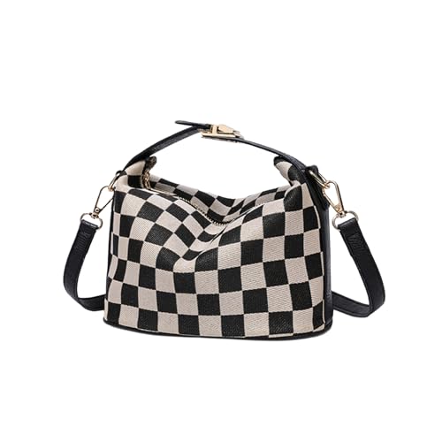 Checkered Crossbody Bag Hobo Bum Bags Alt Trendy Checkered Bum Bag Crossbody with Top Handle 2025 Checkerboard Cylinder Purse