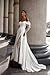 Long Sleeve Lace Wedding Dresses for Bride Off Shoulder A-Line Satin Vintage Bridal Gowns Boho Beach Ivory with Train US6