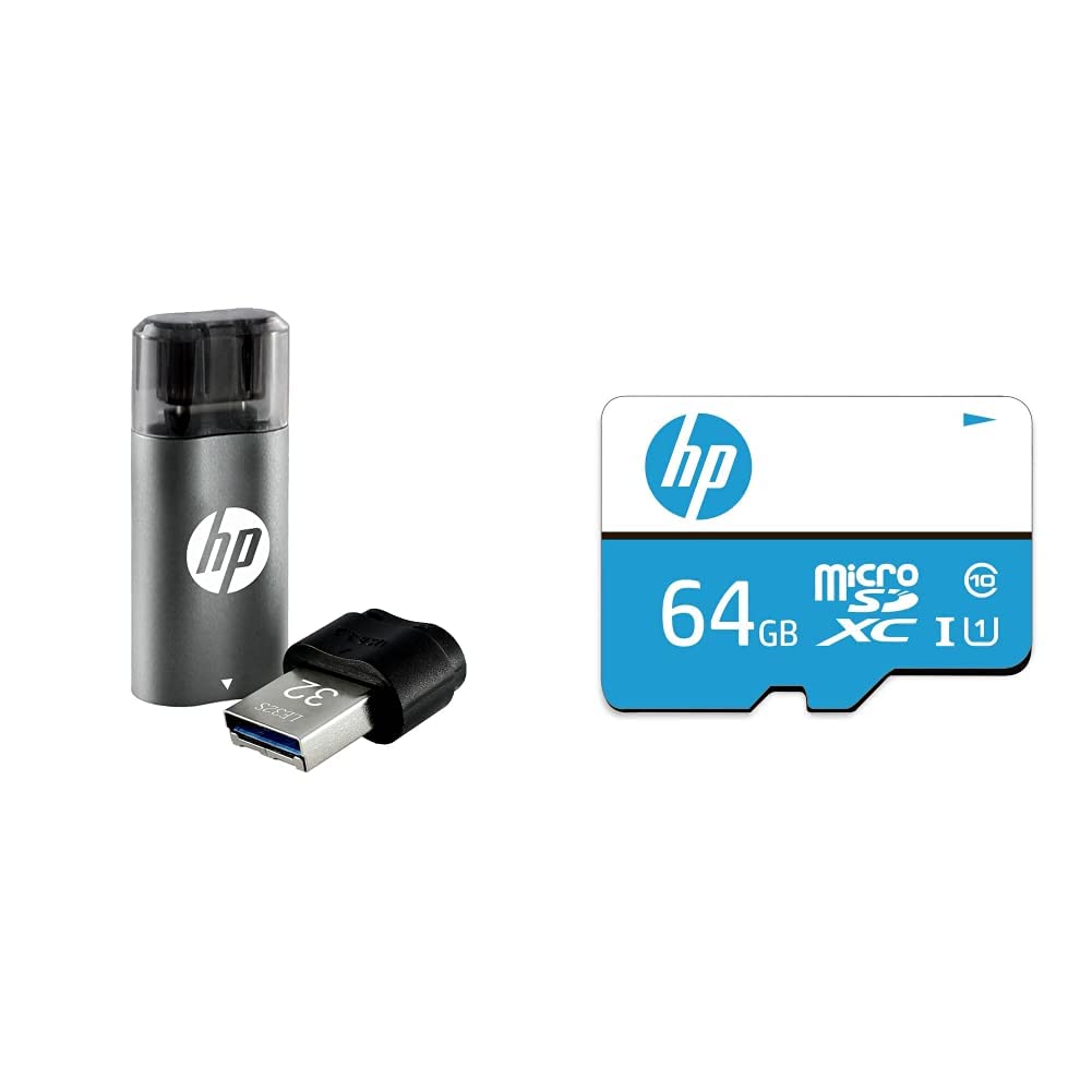 HP USB 3.2 32GB Type C OTG Flash Drive x5600c (Grey & Black) & 64GB