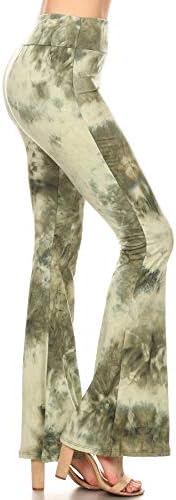 Leggings Depot PZA-R983-S Sage Tie Dye Print Palazzo Pants, Small