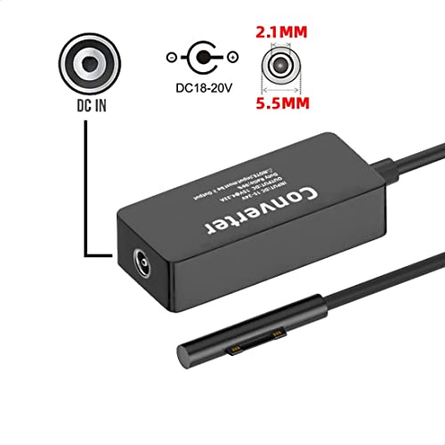 Adaptador DC 5.5x2.1mm a Surface Pro cable convertidor de carga de 65W y 15V 7