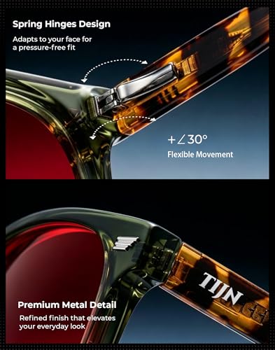 Image of TIJN Premium Blue Light Blocking Glasses for Women Men Computer Gaming Use | Square TR90 Frame Nerd Eyeglasses Anti Blue Ray with Red, Orange, Clear Lens for Computer, Phone, TV and Evening Screen Use