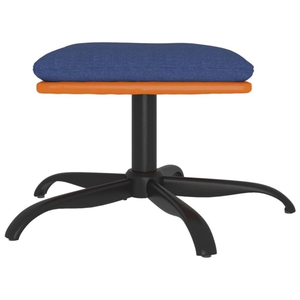 Reposapiés azul 60 x 60 x 36 cm de tela y piel sintética con patas de metal, taburete acolchado para salón, asiento cómodo, puf flexible como reposapiés y asiento