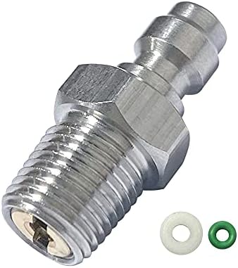 Universal 8mm Quick-Disconnect Plug Adapter, Stainless Steel 1/8" NPT Male Thread PCP Paintball Charging Fittings with Sealing O-Ring