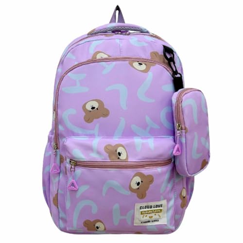 Mochila Escolar Infantil Feminina Menina Grande Impermeável Resistente Costas Confortável Passeio Escola Lazer Bolsa Reforçada Cor Lilás Rosa Preta (Lilás)
