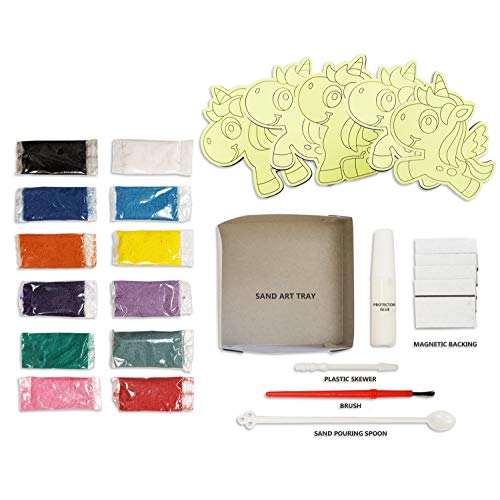 Vhale Paint Your Own Magnetic Sand Art, 5 Sets Of Mdf Painting Board With Non Scratch Magnets, Peel, Sprinkle And Stick Designs, 12 Colors Bags Of Sand, Fridge Decor, Party Favor For Kids (Unicorn) #TOP3
