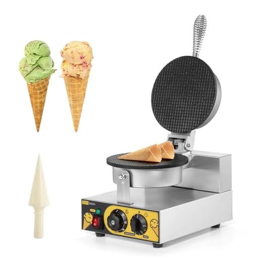 Dyna-Living Ice Cream Cone Maker Commercial Waffle Cone Machine Electric Stainless Steel Waffle Bowl Cone Maker for Restaurant, Home Kitchen, Bakeries, Snack Bar Use (110V 1250W)
